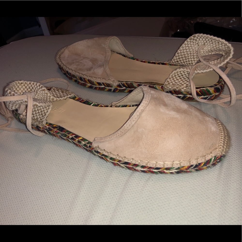 NEW J. Crew Suede Espadrille Lace-Up Flats